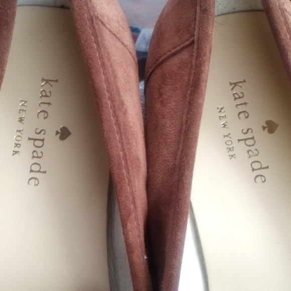 Kate Spade brown suede loafers with gold accented bow-7.5 - Picture 2 of 7